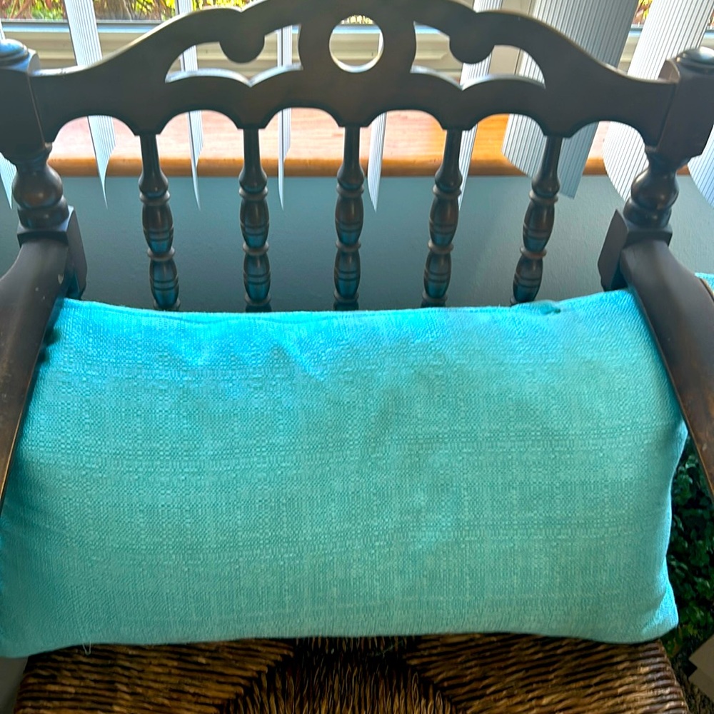 Down feather insert pillow decorative textured weave pattern with zipper teal
